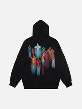 Kapuzenpullover mit Graffiti-Sternen-Print